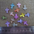 Kleine bunte Mutter der Perle Kreuz, Shell Cross Charms